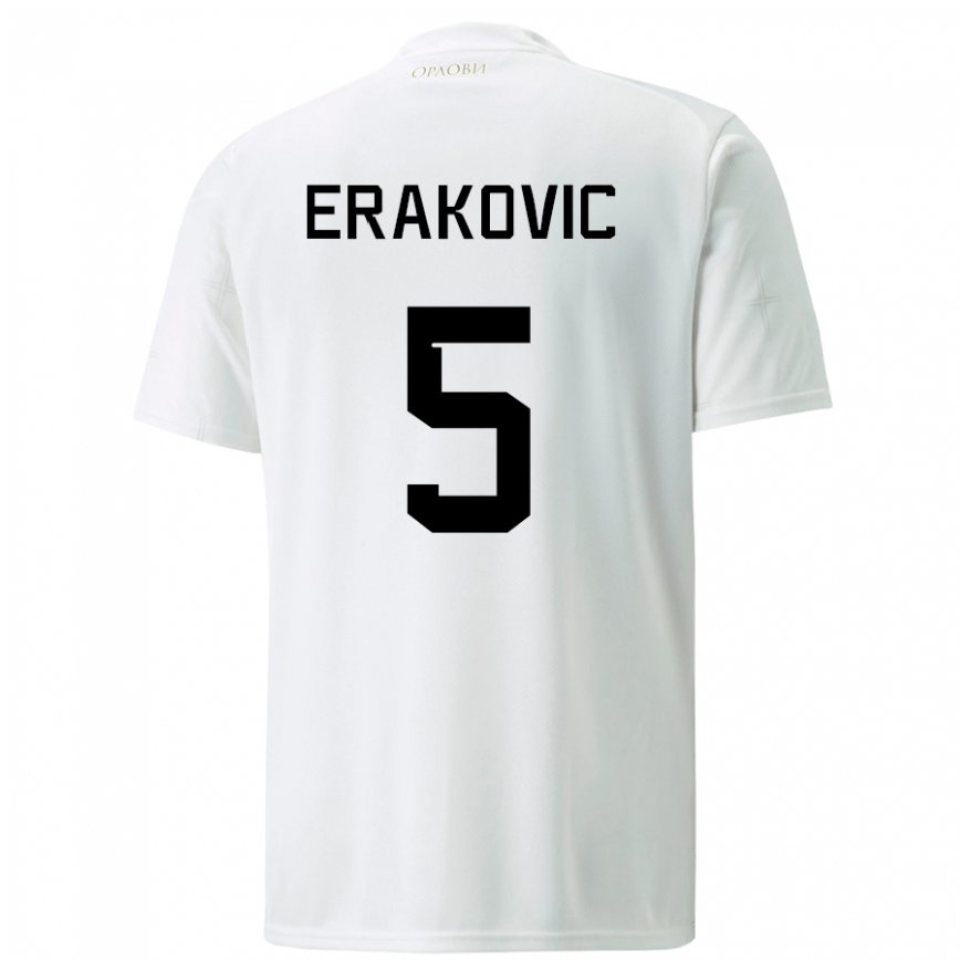 メンズセルビアストラヒニャ・エラコヴィッチ#5ホワイトアウェイシャツ22-24ジャージー