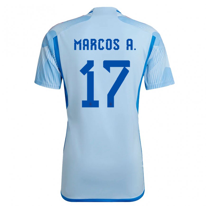 メンズスペインマルコス・アロンソ・メンドーサ#17スカイブルーアウェイシャツ22-24ジャージー