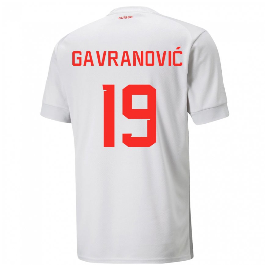メンズスイスマリオ・ガヴラノヴィッチ#19ホワイトアウェイシャツ22-24ジャージー