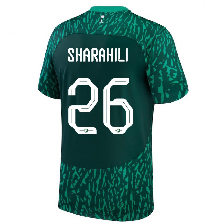 メンズサウジアラビアリヤド・シャラヒリ#26濃い緑色アウェイシャツ22-24ジャージー