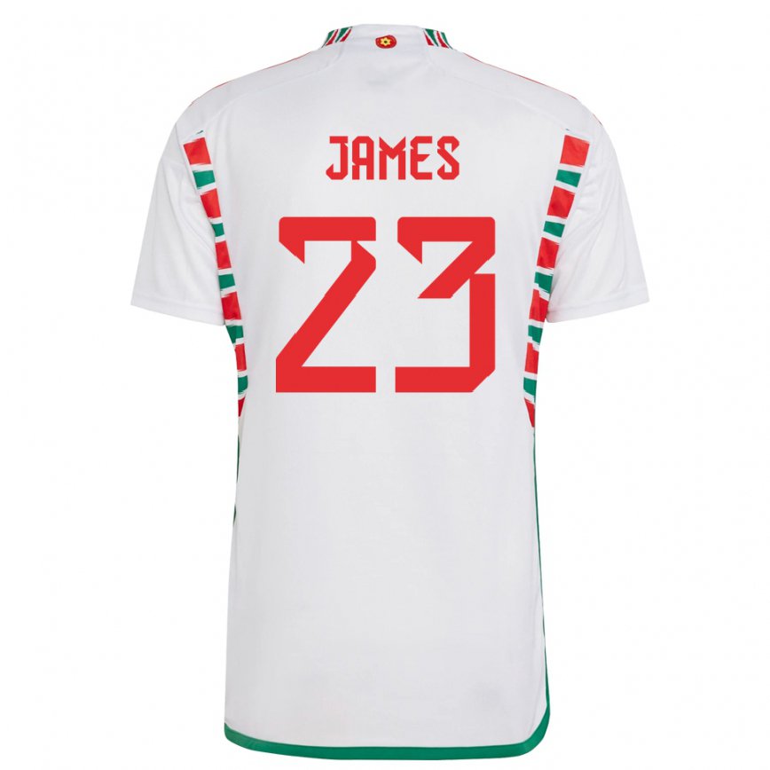 メンズウェールズジョーダン・ジェームズ#23ホワイトアウェイシャツ22-24ジャージー