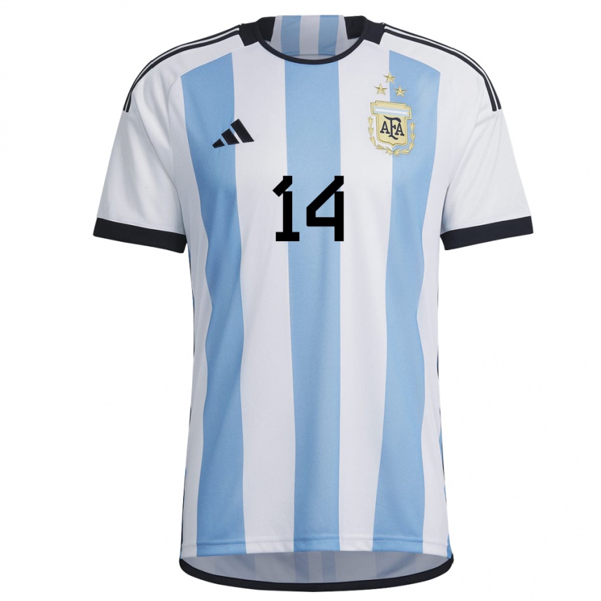 レディースアルゼンチンエセキエル・パラシオス#14ホワイトスカイブルーホームシャツ22-24ジャージー