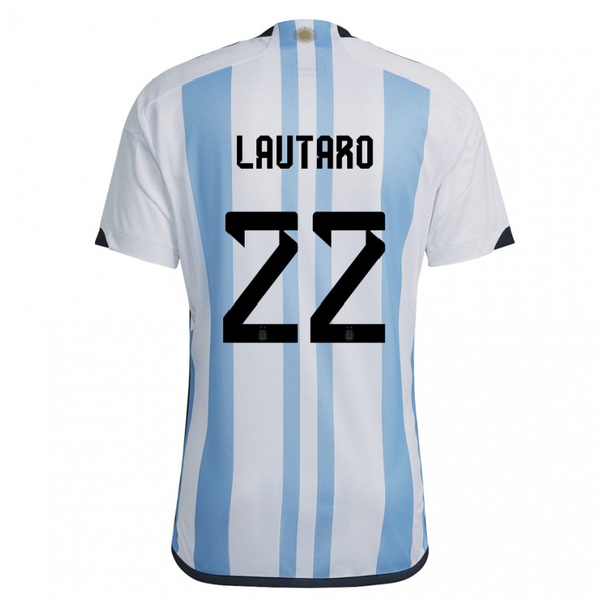 レディースアルゼンチンラウタロ・マルティネス#22ホワイトスカイブルーホームシャツ22-24ジャージー