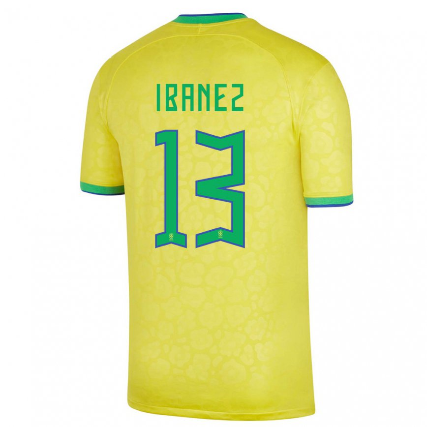 レディースブラジルロジェール・イバニェス #13イエローホームシャツ22-24ジャージー