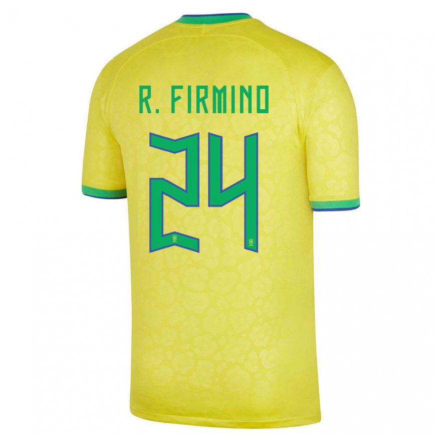 レディースブラジルロベルト・フィルミーノ#24イエローホームシャツ22-24ジャージー