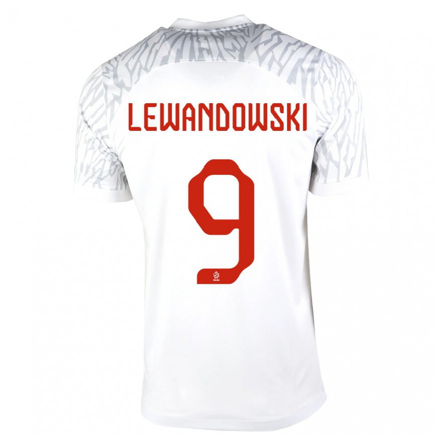 レディースポーランドロベルト・レヴァンドフスキ#9ホワイトホームシャツ22-24ジャージー