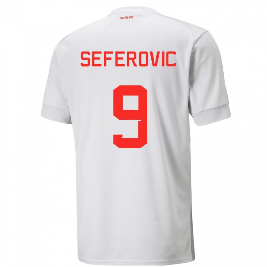 レディーススイスハリス・セフェロヴィッチ#9ホワイトアウェイシャツ22-24ジャージー