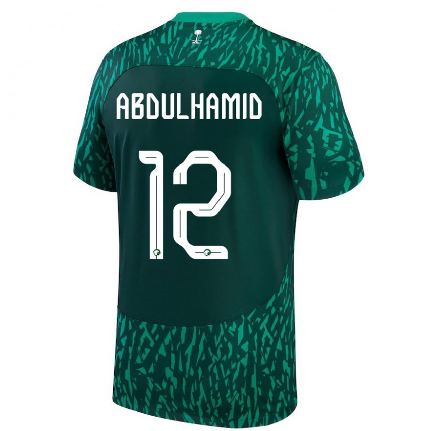 レディースサウジアラビアサウド・アブドゥルハミド#12濃い緑色アウェイシャツ22-24ジャージー