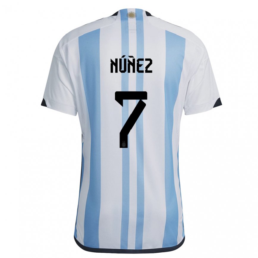 キッズアルゼンチンロミーナ・ヌニェス#7ホワイトスカイブルーホームシャツ22-24ジャージー