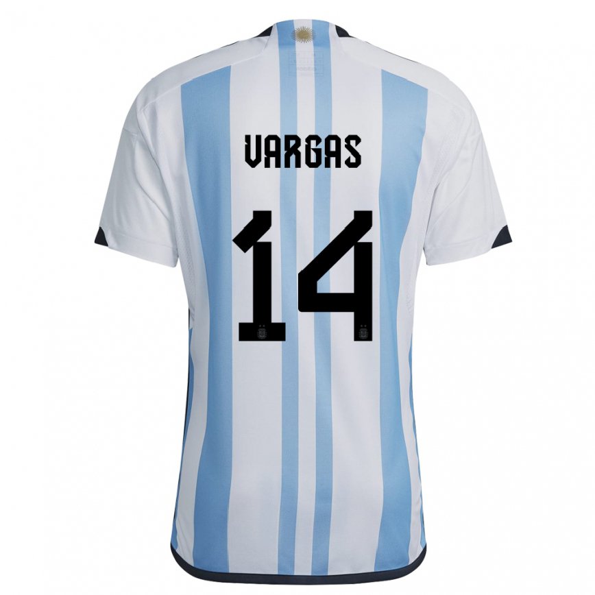 キッズアルゼンチンアグスティナ・バルガス#14ホワイトスカイブルーホームシャツ22-24ジャージー