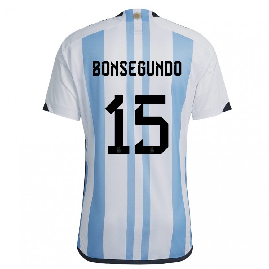 キッズアルゼンチンフロレンシア・ボンセグンド#15ホワイトスカイブルーホームシャツ22-24ジャージー