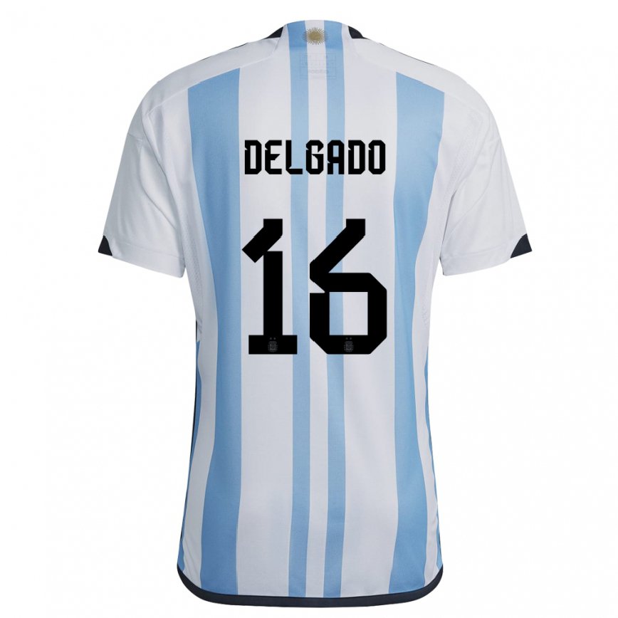 キッズアルゼンチンマリナ・デルガド#16ホワイトスカイブルーホームシャツ22-24ジャージー