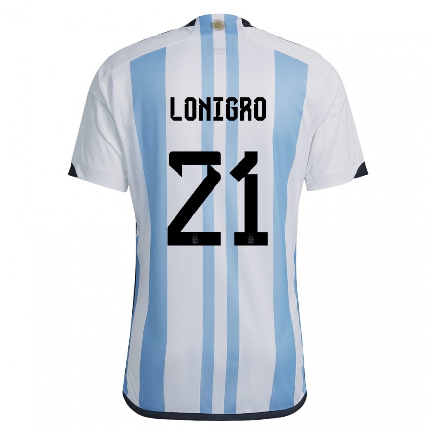 キッズアルゼンチンエリカ・ノエリア・ロニグロ#21ホワイトスカイブルーホームシャツ22-24ジャージー