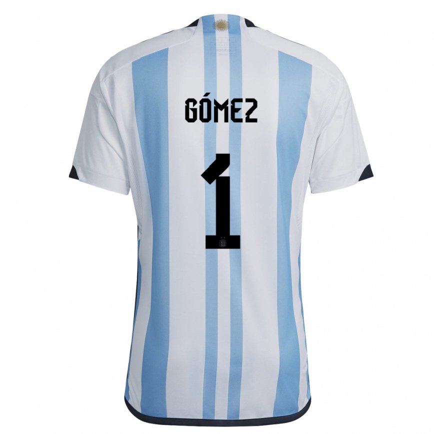 キッズアルゼンチンフランシスコ・ゴメス#1ホワイトスカイブルーホームシャツ22-24ジャージー