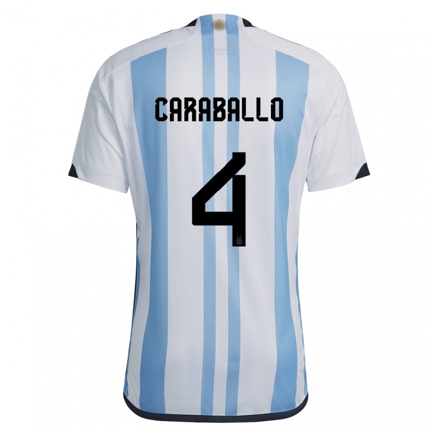 キッズアルゼンチンブライアン・カラバロ#4ホワイトスカイブルーホームシャツ22-24ジャージー