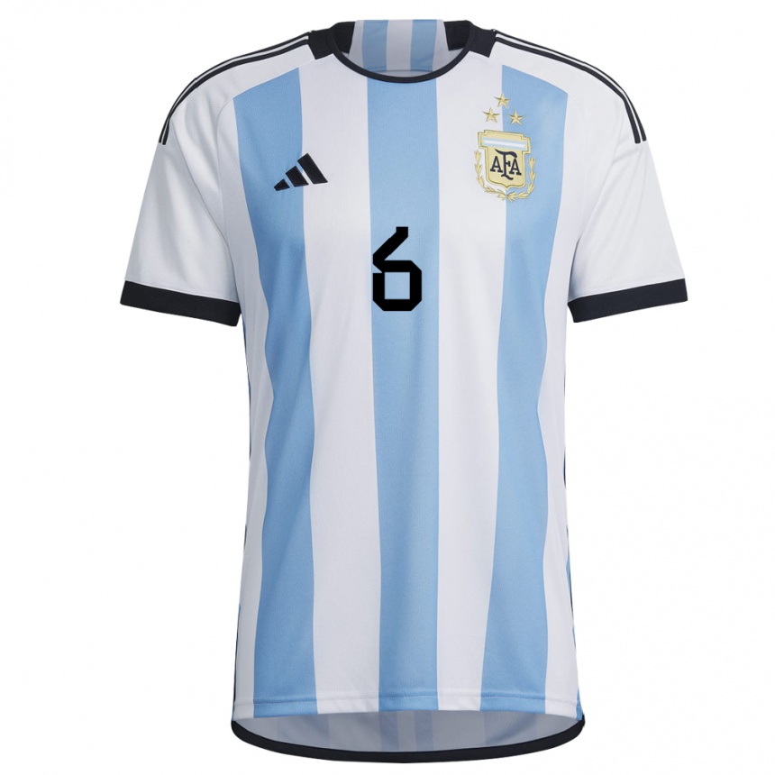 キッズアルゼンチンフランコ・エセキエル・カルボーニ#6ホワイトスカイブルーホームシャツ22-24ジャージー