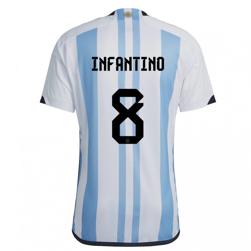 キッズアルゼンチンジノ・インファンティーノ#8ホワイトスカイブルーホームシャツ22-24ジャージー