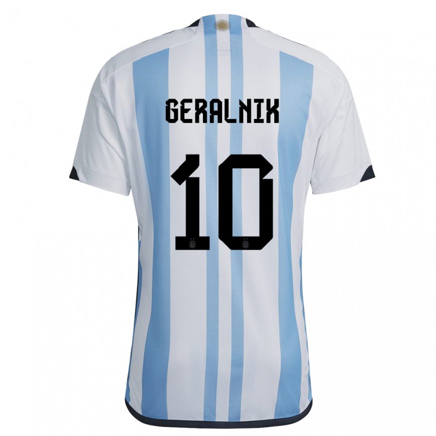 キッズアルゼンチンチアゴ・ヘラルニク#10ホワイトスカイブルーホームシャツ22-24ジャージー