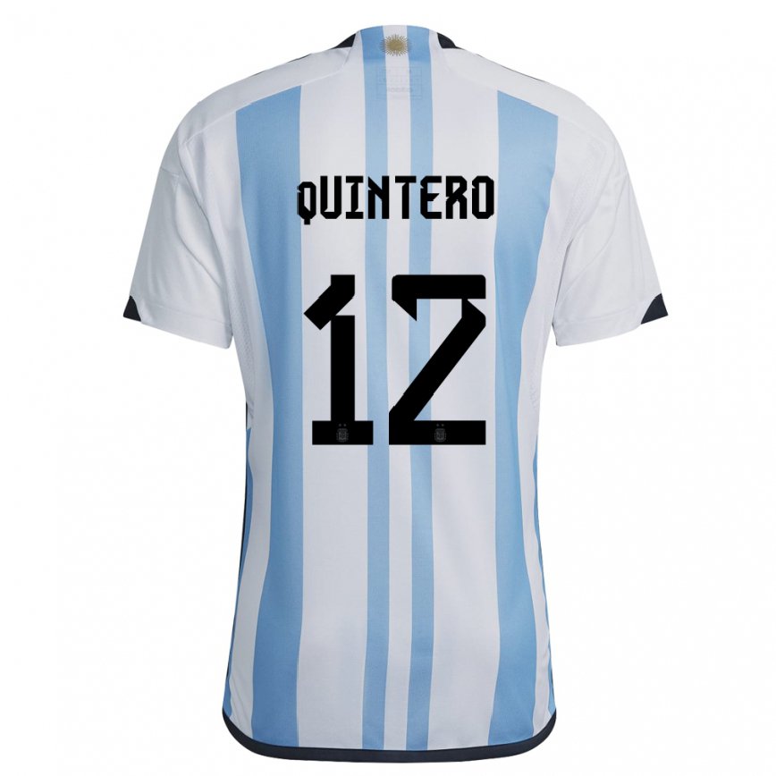 キッズアルゼンチンバレンチノ・キンテロ#12ホワイトスカイブルーホームシャツ22-24ジャージー