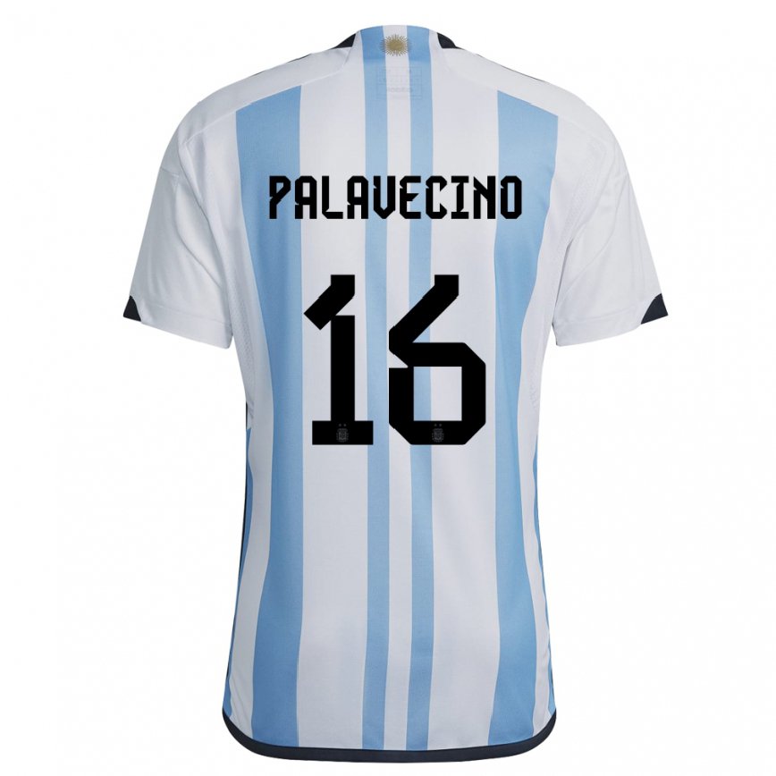 キッズアルゼンチンニコラス・パラベチーノ#16ホワイトスカイブルーホームシャツ22-24ジャージー