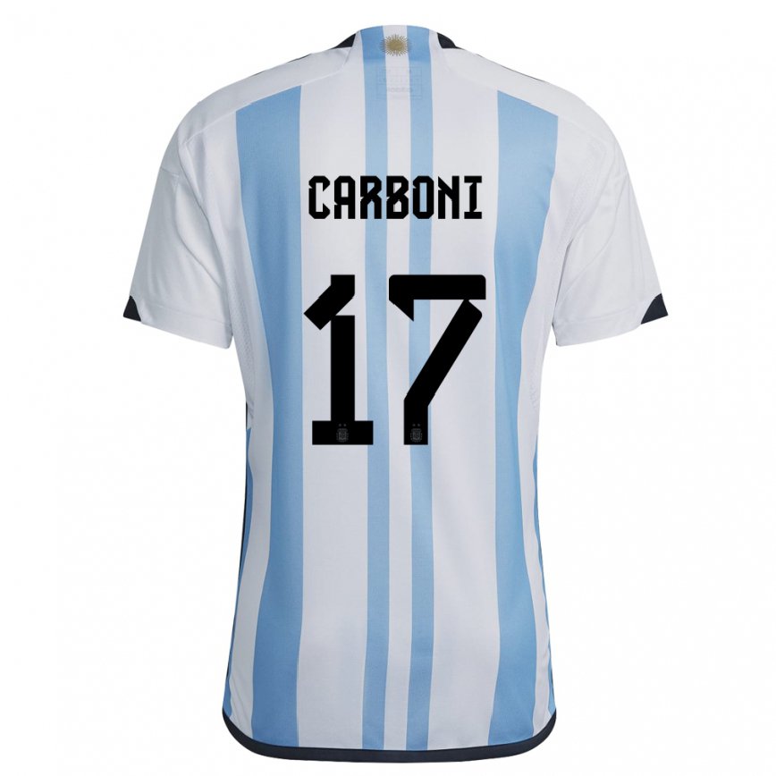 キッズアルゼンチンバレンティン・カルボーニ#17ホワイトスカイブルーホームシャツ22-24ジャージー
