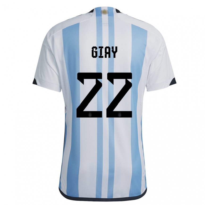 キッズアルゼンチンアグスティン・ジアイ#22ホワイトスカイブルーホームシャツ22-24ジャージー