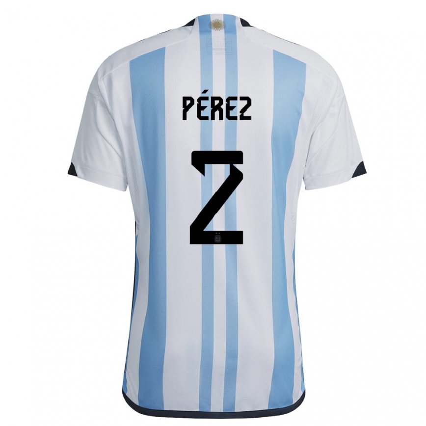 キッズアルゼンチンネウエン・ペレス#2ホワイトスカイブルーホームシャツ22-24ジャージー