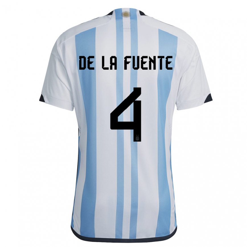 キッズアルゼンチンエルナン・デ ラ フエンテ#4ホワイトスカイブルーホームシャツ22-24ジャージー