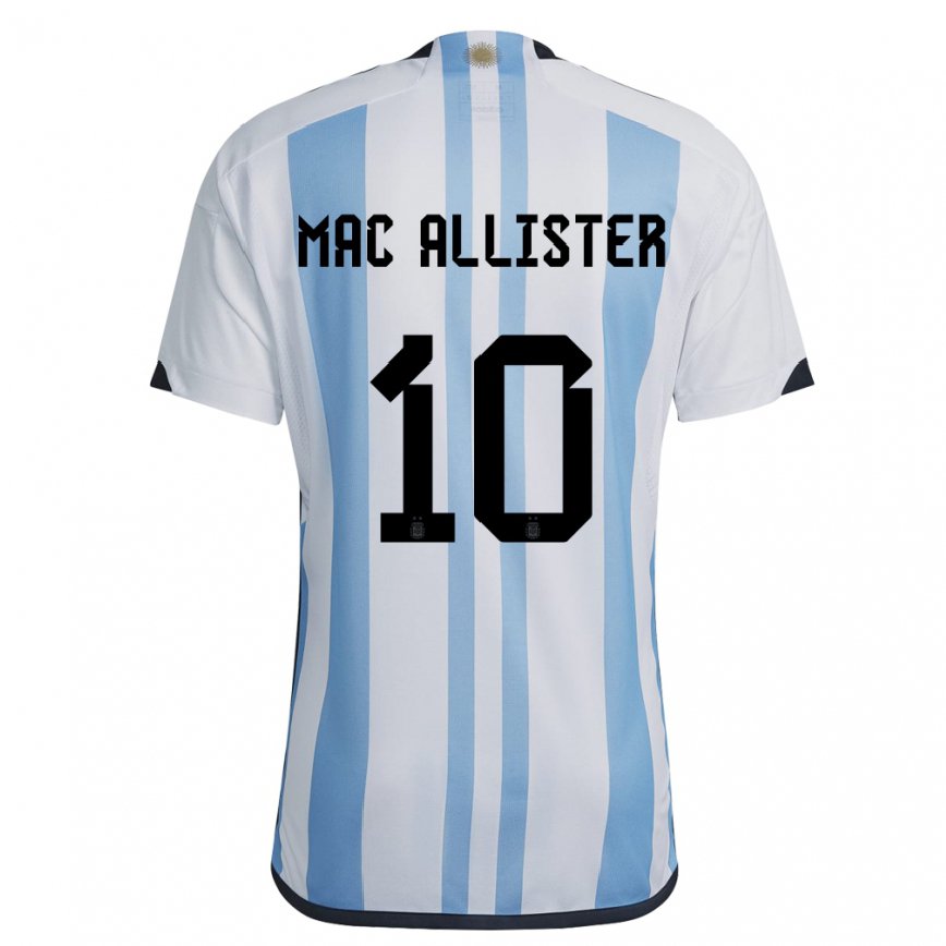 キッズアルゼンチンアレクシス・マック・アリスター#10ホワイトスカイブルーホームシャツ22-24ジャージー