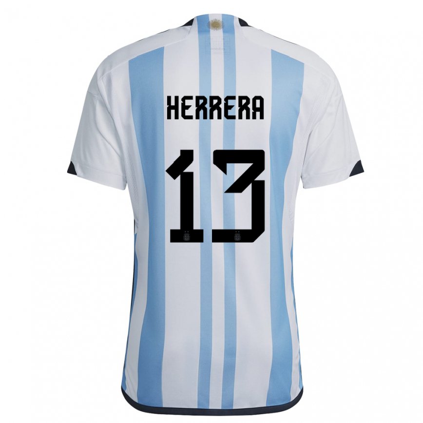 キッズアルゼンチンマルセロ・エレーラ#13ホワイトスカイブルーホームシャツ22-24ジャージー