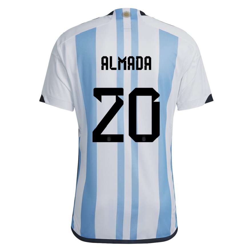 キッズアルゼンチンティアゴ・アルマダ#20ホワイトスカイブルーホームシャツ22-24ジャージー