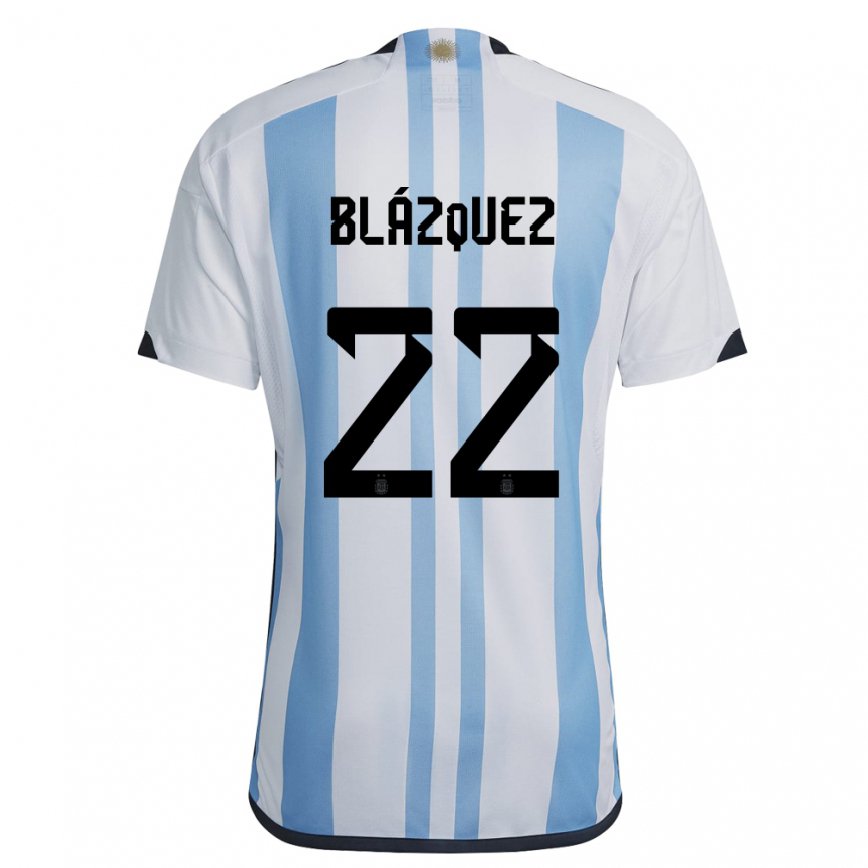 キッズアルゼンチンホアキン・ブラスケス#22ホワイトスカイブルーホームシャツ22-24ジャージー