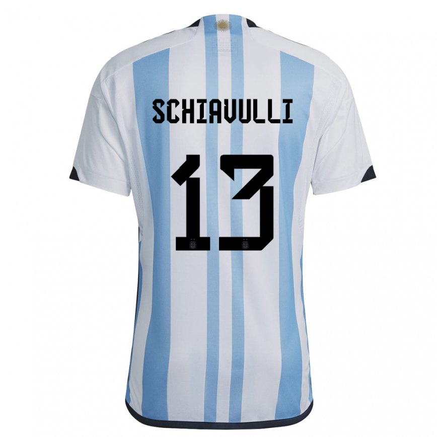 キッズアルゼンチンチアゴ・スキアヴリ#13ホワイトスカイブルーホームシャツ22-24ジャージー