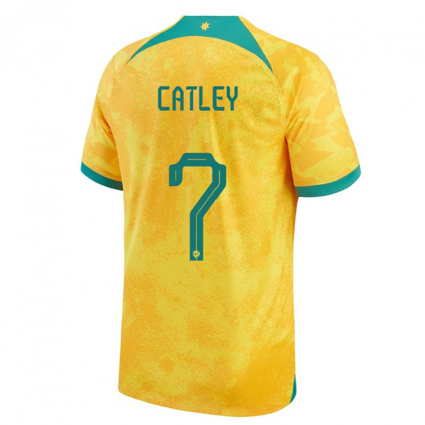 キッズオーストラリアステフ・キャトリー#7ゴールデンホームシャツ22-24ジャージー