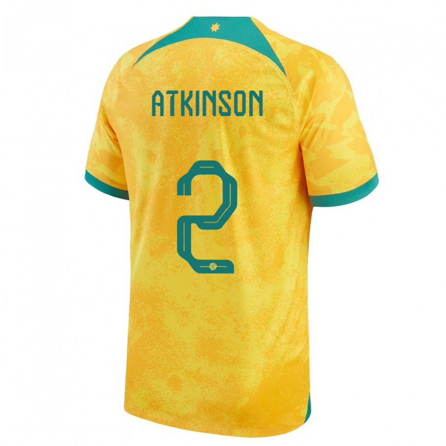 キッズオーストラリアナサニエル・アトキンソン#2ゴールデンホームシャツ22-24ジャージー