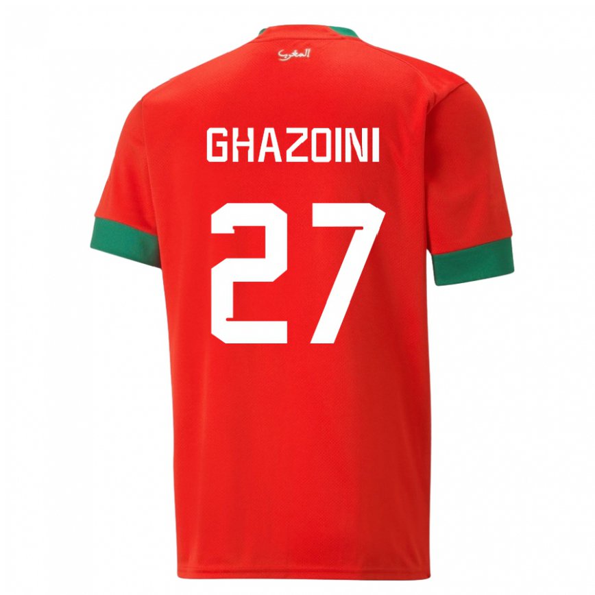 キッズモロッコアミン・ガゾイニ#27赤ホームシャツ22-24ジャージー