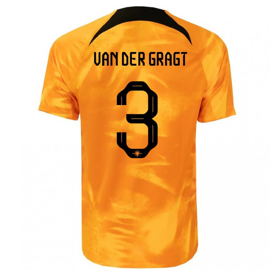 キッズオランダステファニー・ファンデルフラフト#3レーザーオレンジホームシャツ22-24ジャージー