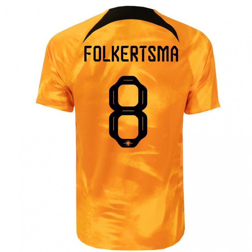 キッズオランダシスカ・フォルケルツマ#8レーザーオレンジホームシャツ22-24ジャージー