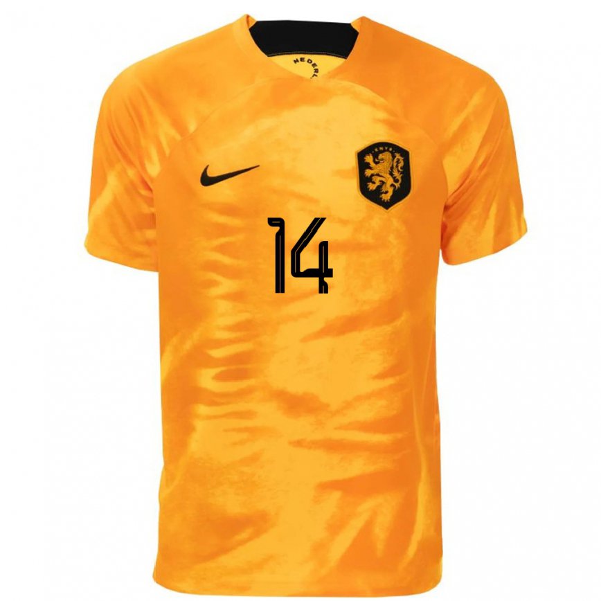 キッズオランダジャキー・フルーネン#14レーザーオレンジホームシャツ22-24ジャージー