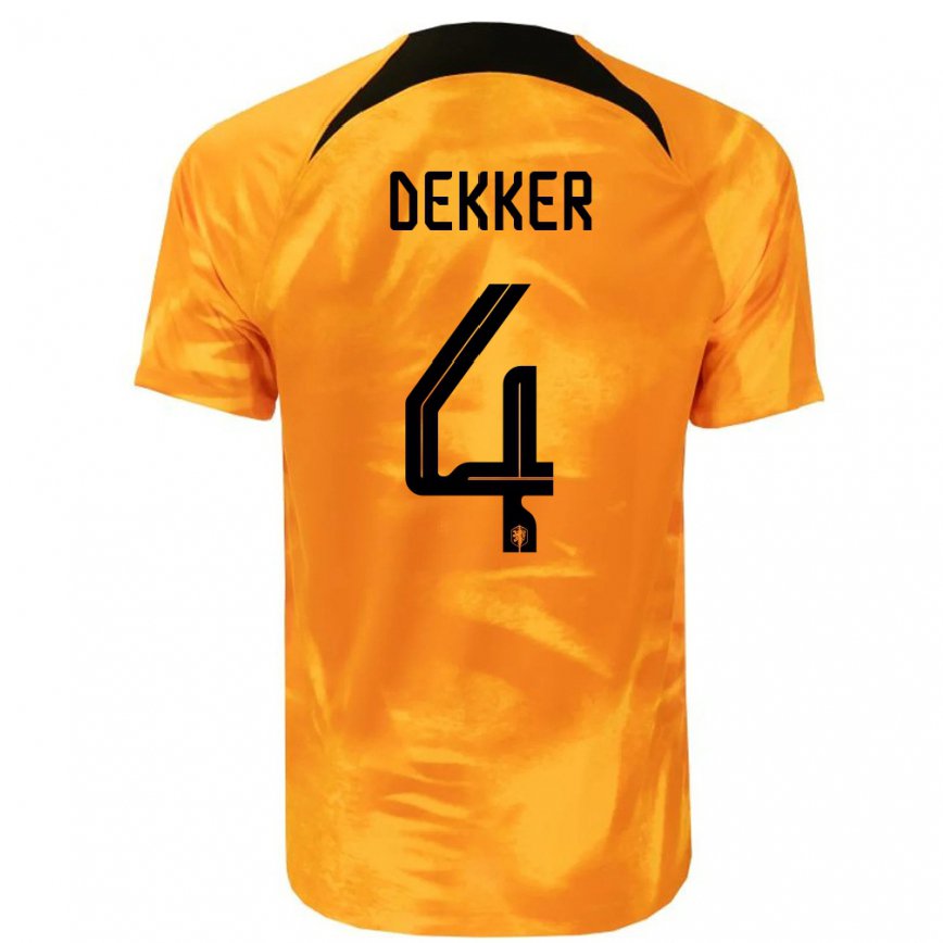 キッズオランダマキシム・デッカー#4レーザーオレンジホームシャツ22-24ジャージー