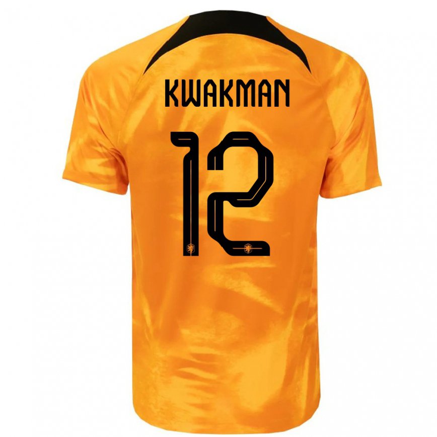 キッズオランダデイブ・クワクマン#12レーザーオレンジホームシャツ22-24ジャージー
