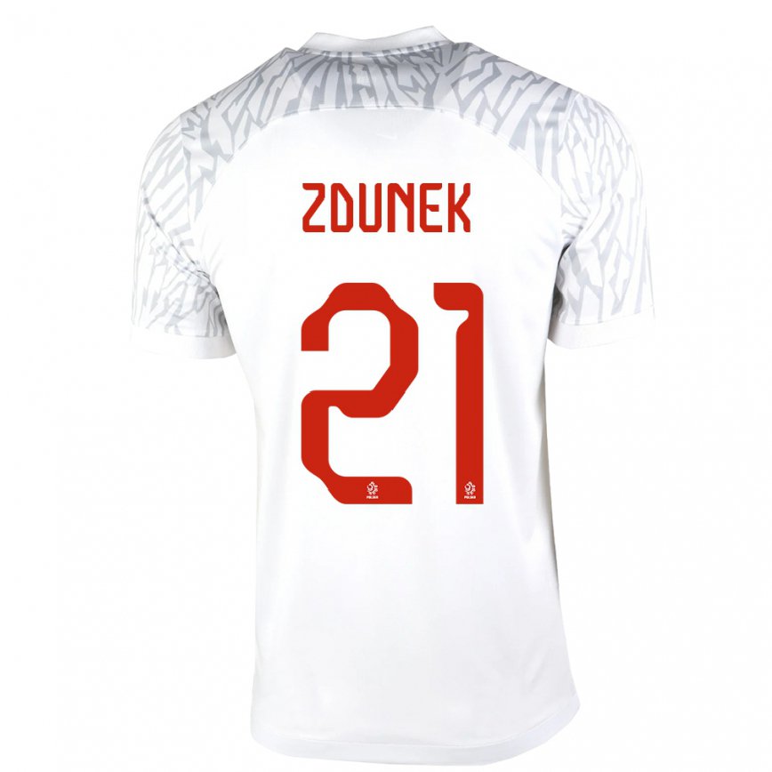 キッズポーランドエミリア・ズドゥネク#21白ホームシャツ22-24ジャージー