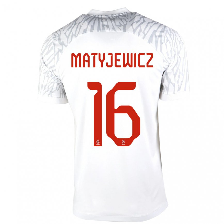 キッズポーランドウィクトル・マティイェヴィチ#16白ホームシャツ22-24ジャージー