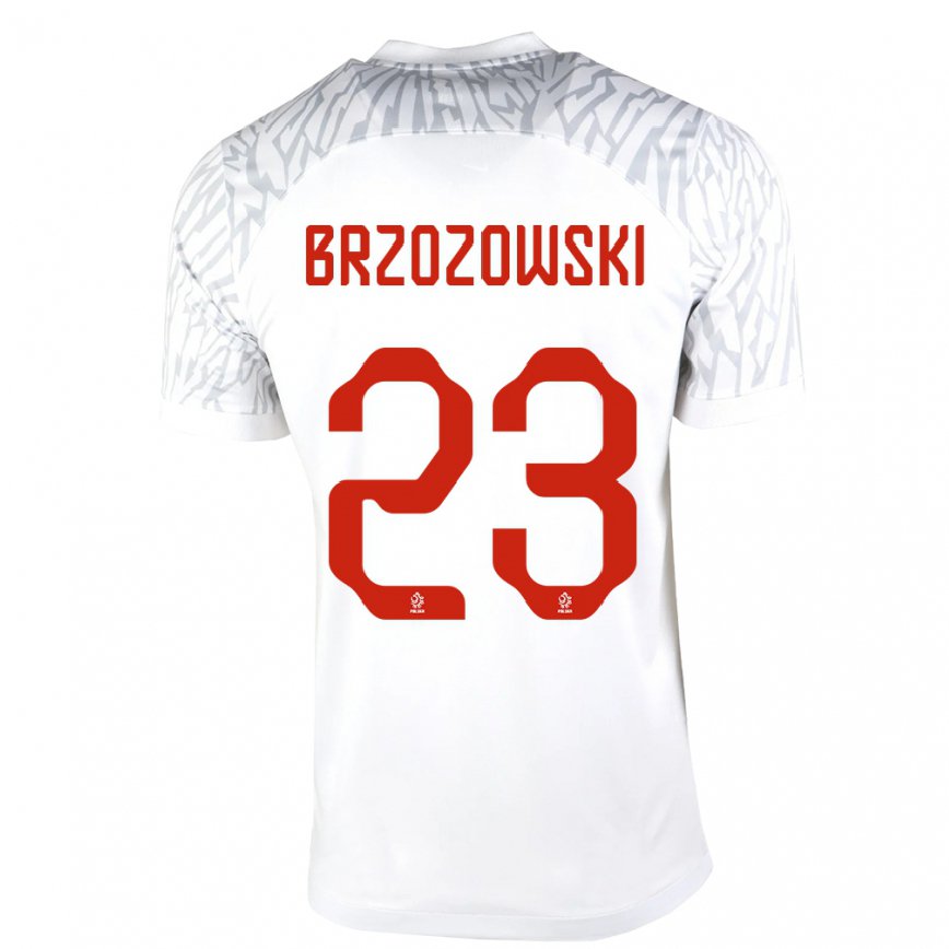 キッズポーランドミウォシュ・ブジョゾフスキ#23白ホームシャツ22-24ジャージー