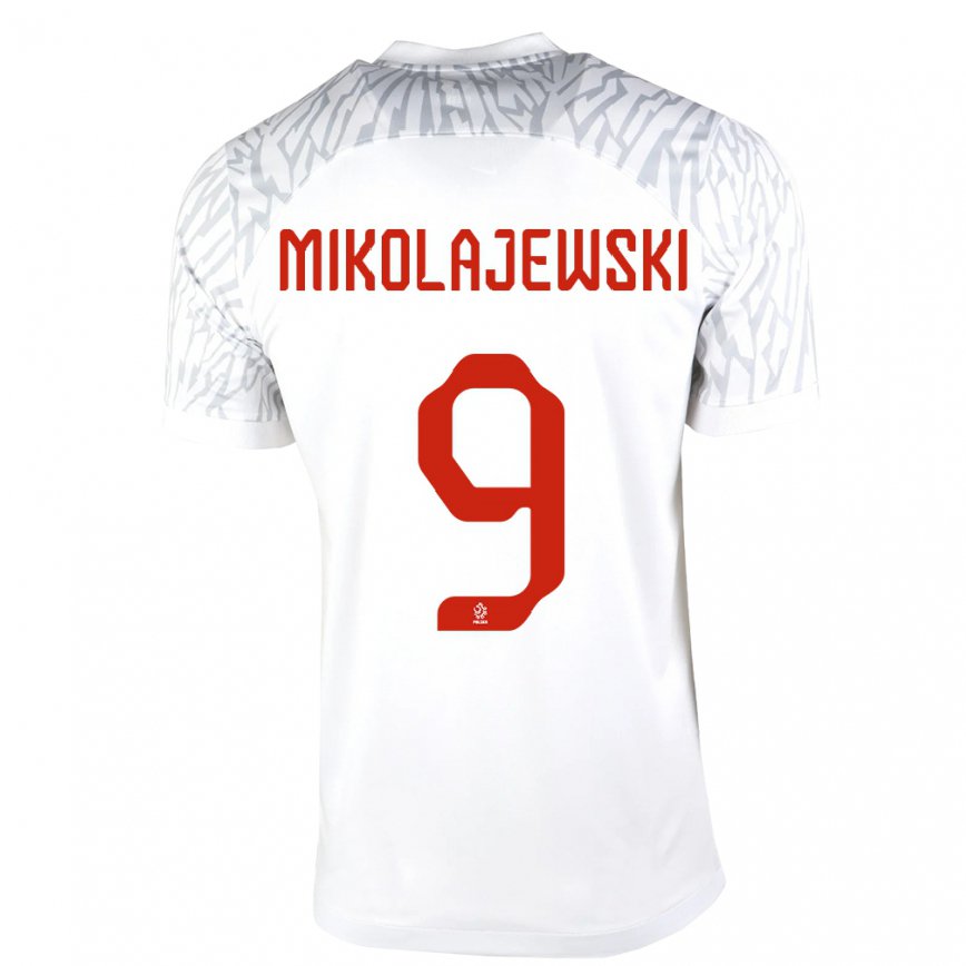 キッズポーランドダニエル・ミコライェフスキー#9白ホームシャツ22-24ジャージー