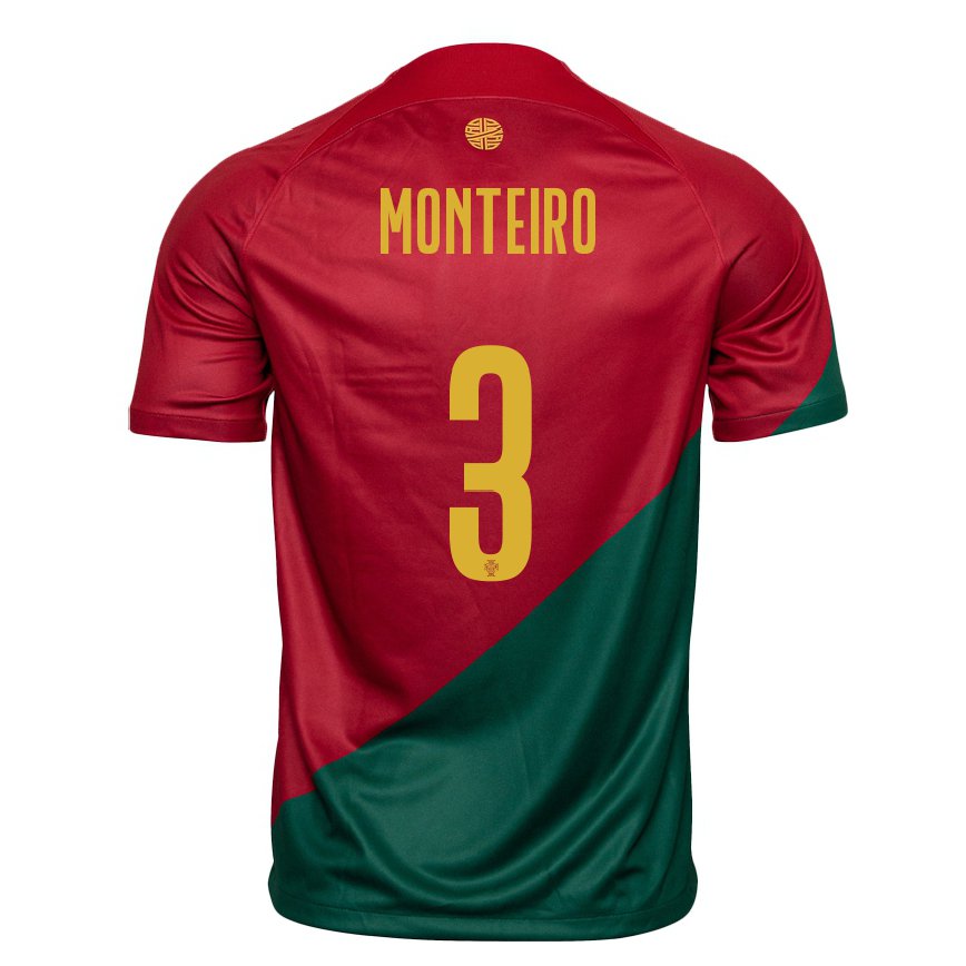 キッズポルトガルディオゴ・モンテイロ#3赤、緑ホームシャツ22-24ジャージー