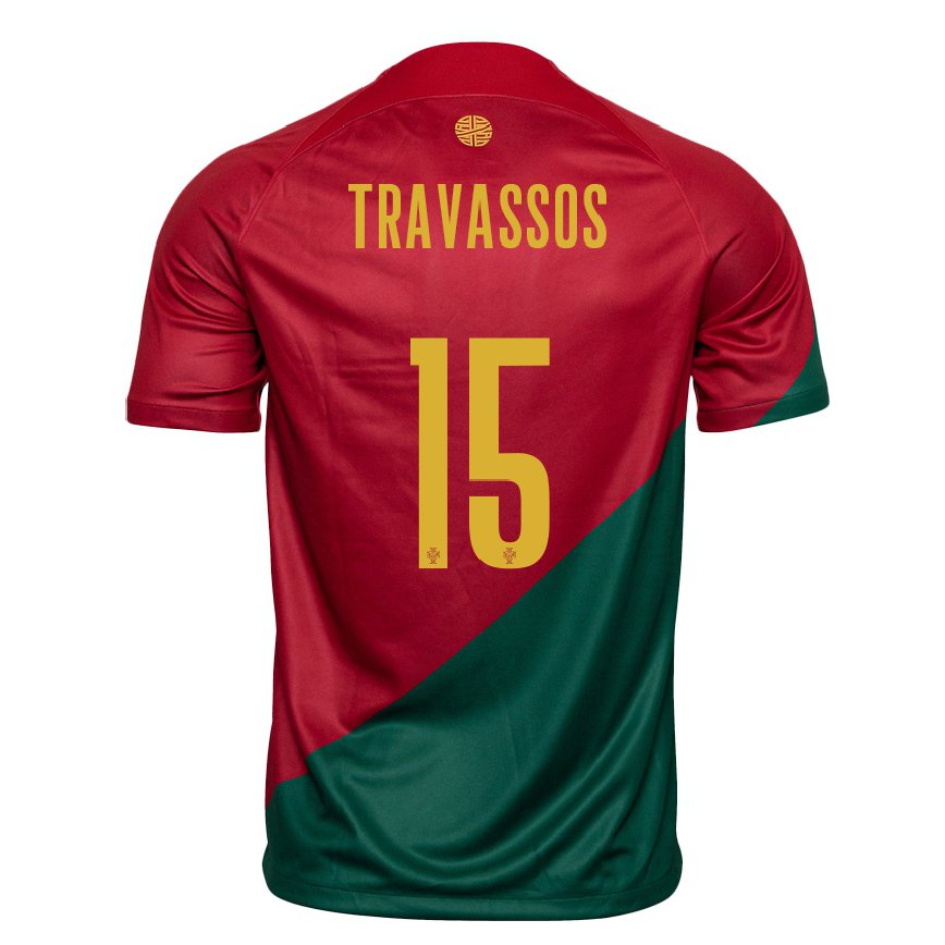 キッズポルトガルディオゴ・トラヴァソス#15赤、緑ホームシャツ22-24ジャージー