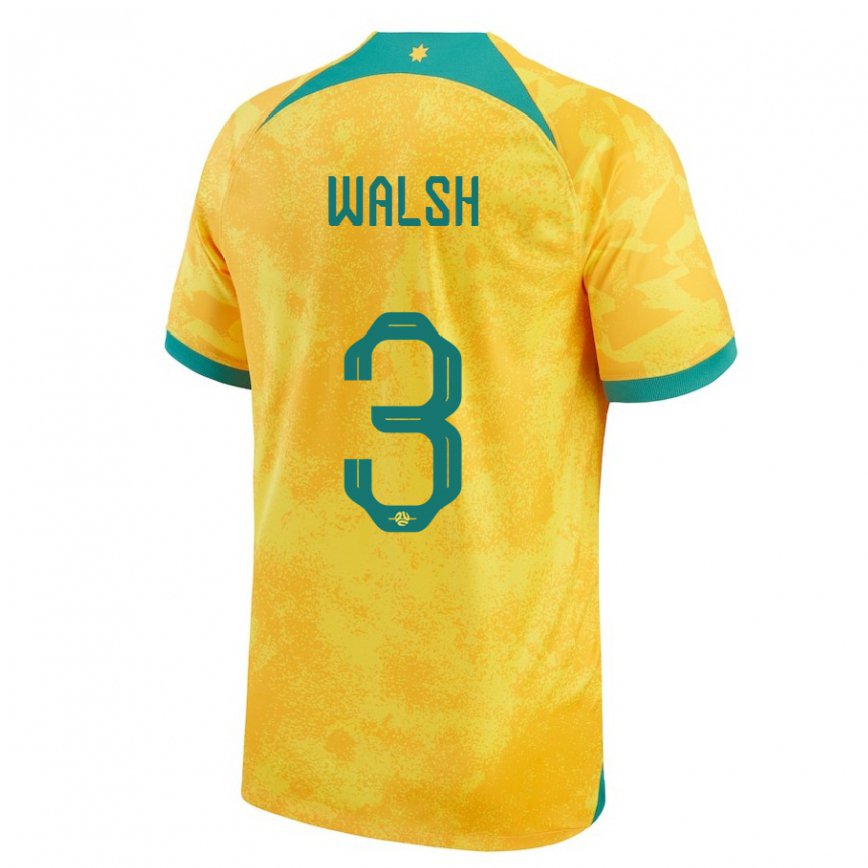 キッズオーストラリアダニエル・ウォルシュ#3ゴールデンホームシャツ22-24ジャージー