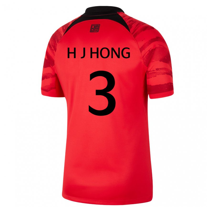 キッズ大韓民国ホン・ヘジ#3赤、黒ホームシャツ22-24ジャージー