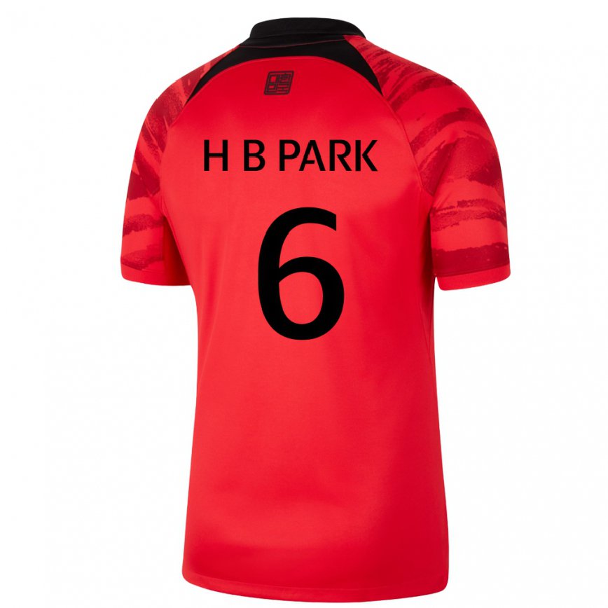 キッズ大韓民国パク・ヒョンビン#6赤、黒ホームシャツ22-24ジャージー